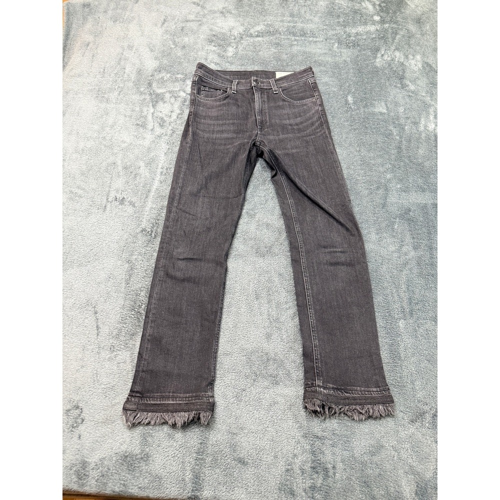 Rag Bone Jeans Women Size 27 Black Croydan Denim Frayed Hem Bootcut Pants